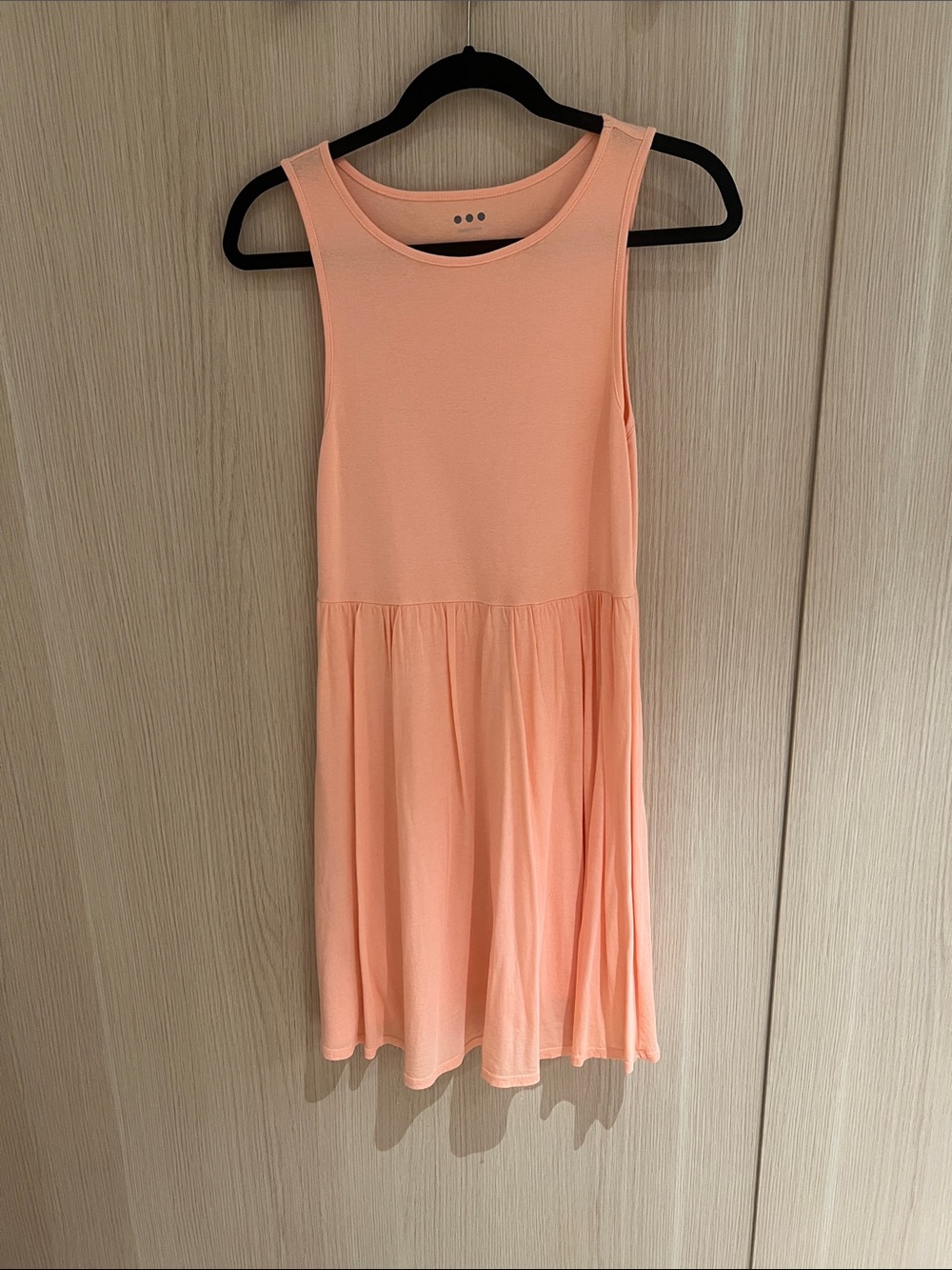 Three Dots Peach Sleeveless Gathered-Waist Knit Dress
